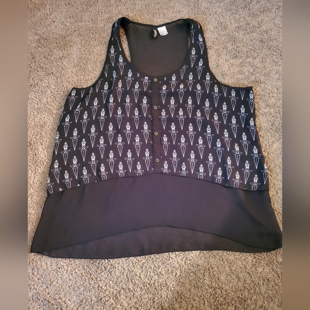 H&M Divided Black White Sheer Summer Top